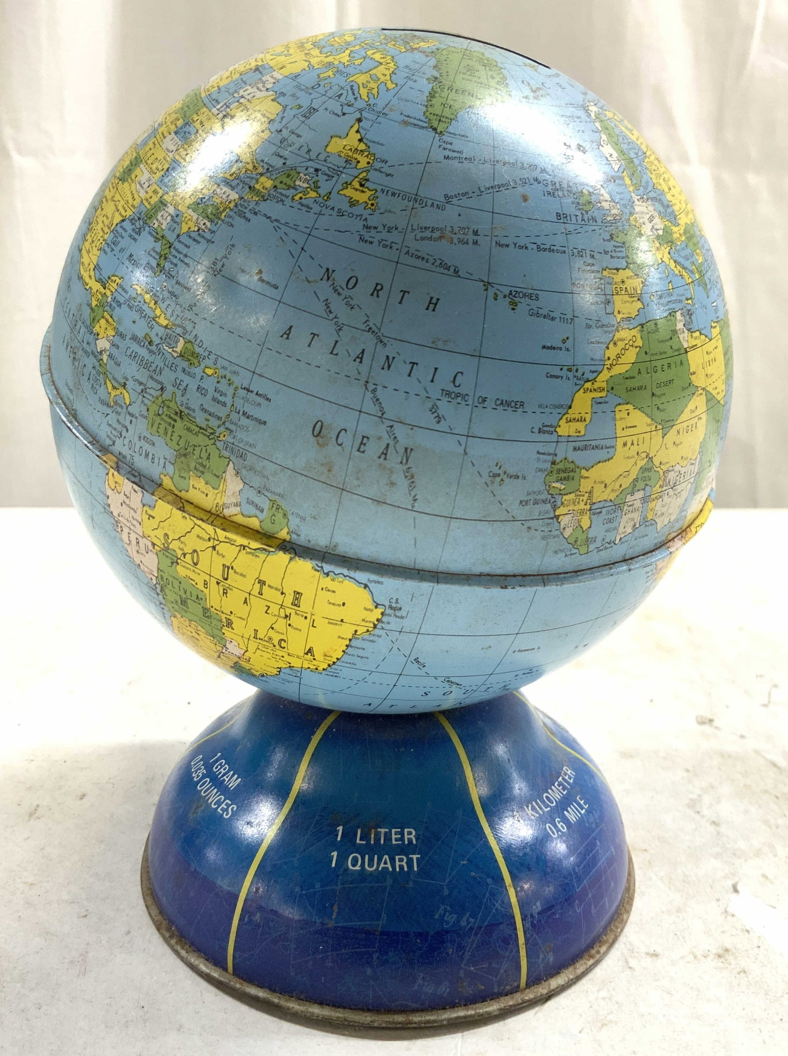 Ohio Art Vintage Globe Earth Tole Metal Coin Bank (1 of 8)