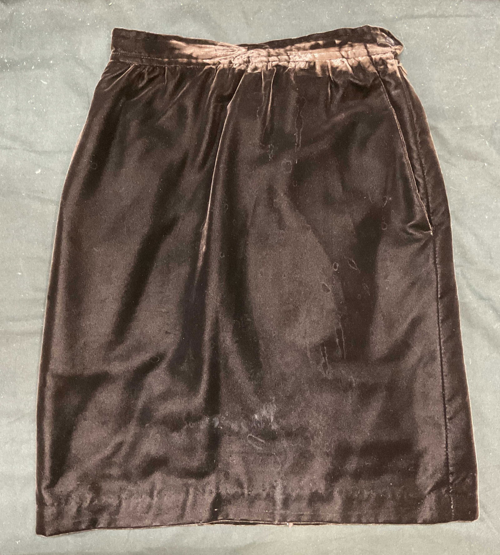 Vtg Yves Saint Laurent Brown Velvet Skirt France (1 of 7)