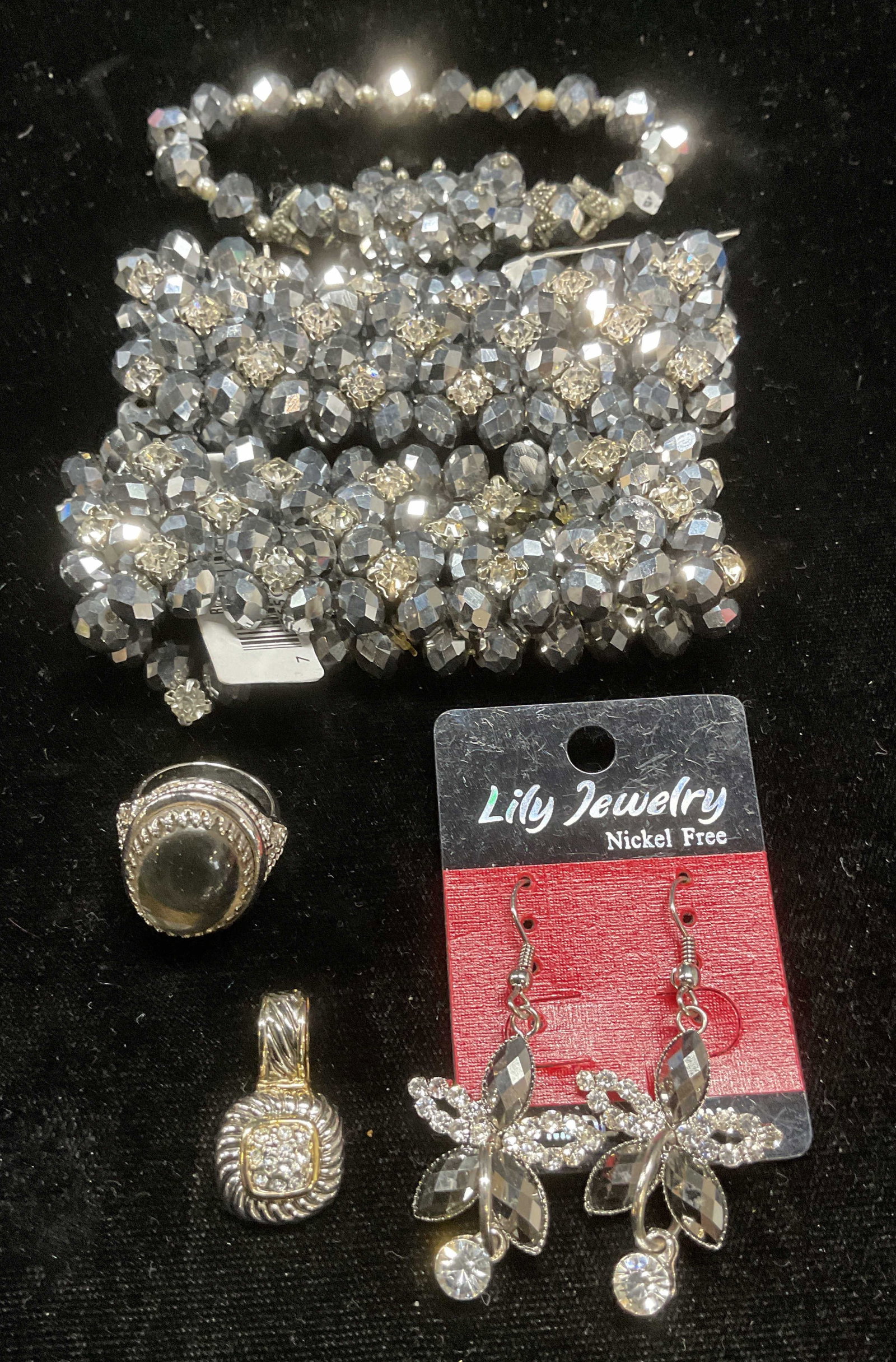 Lot 6 Jewelry Nicole Silver Tone Crystal + NWT (1 of 7)