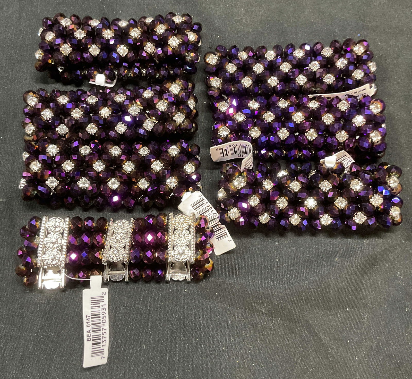Lot 7 Nicole Purple Crystal Bracelets NWT (1 of 6)