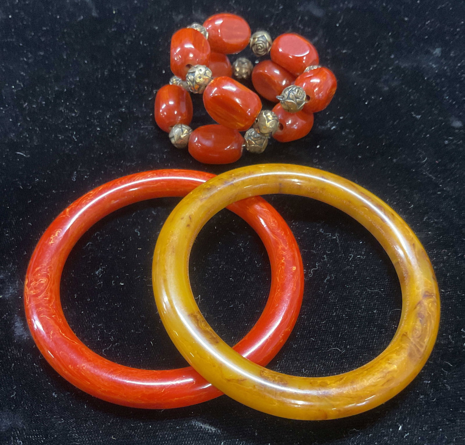 Lot 3 Faux Wood & Coral Bangles & Bracelet (1 of 6)