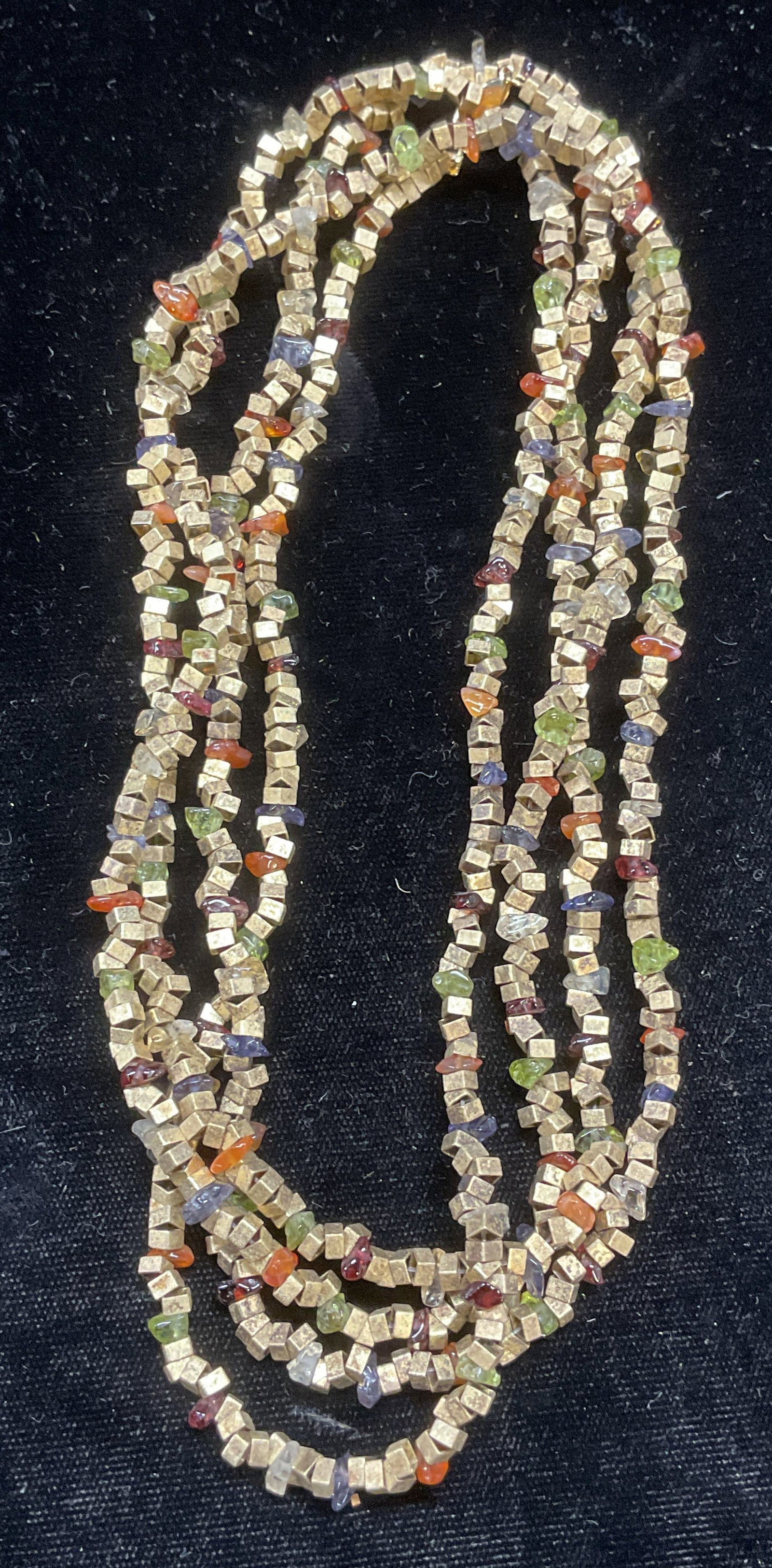 Vtg Gold Tone Semiprecious Beaded Necklace (1 of 6)