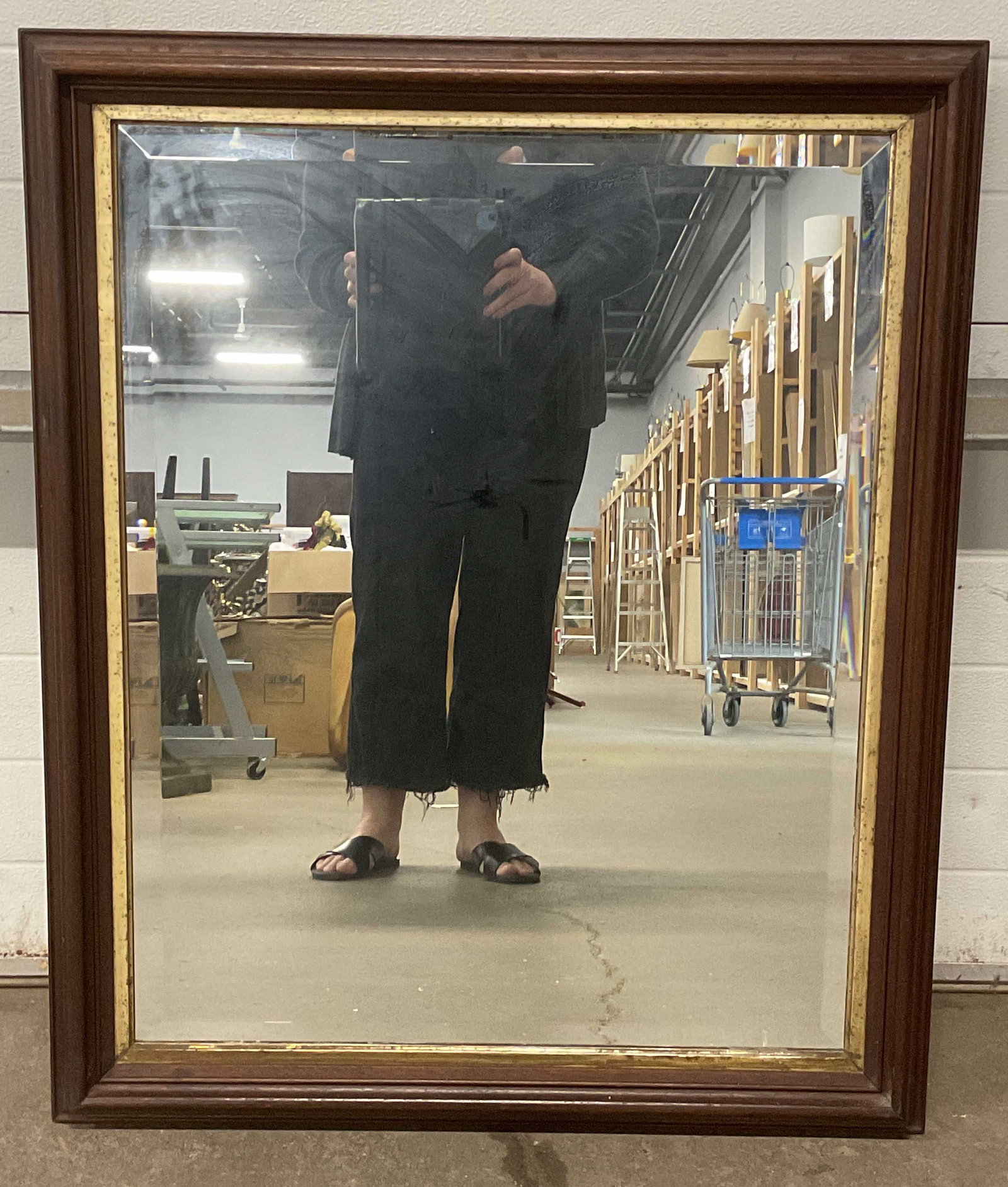 Vintage Gilt Wood Beveled Wall Mirror (1 of 6)