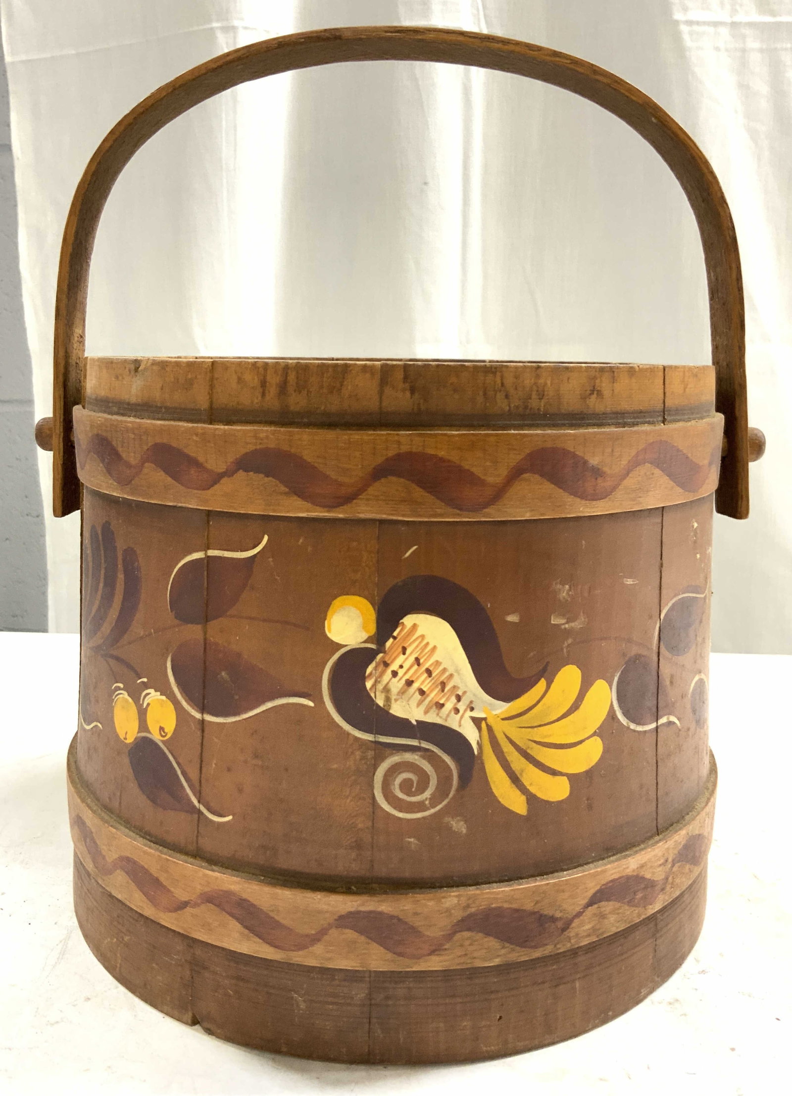 WOODCROFTERY H Painted Folk Art Wooden Bucket (1 of 9)