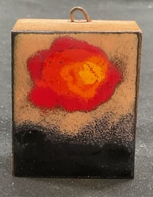 Mounted Enameled Metal Flower Panel