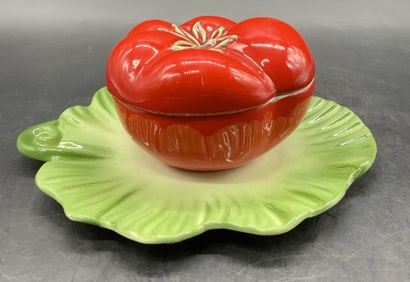 MCM Brad Keeler Tomato Lidded Condiment Dish USA