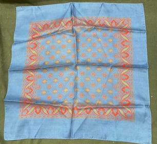 Vintage Blue Floral Bandanna Scarf