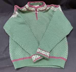 Vtg Nordic Nomad Hand Loomed Wool Green Sweater US