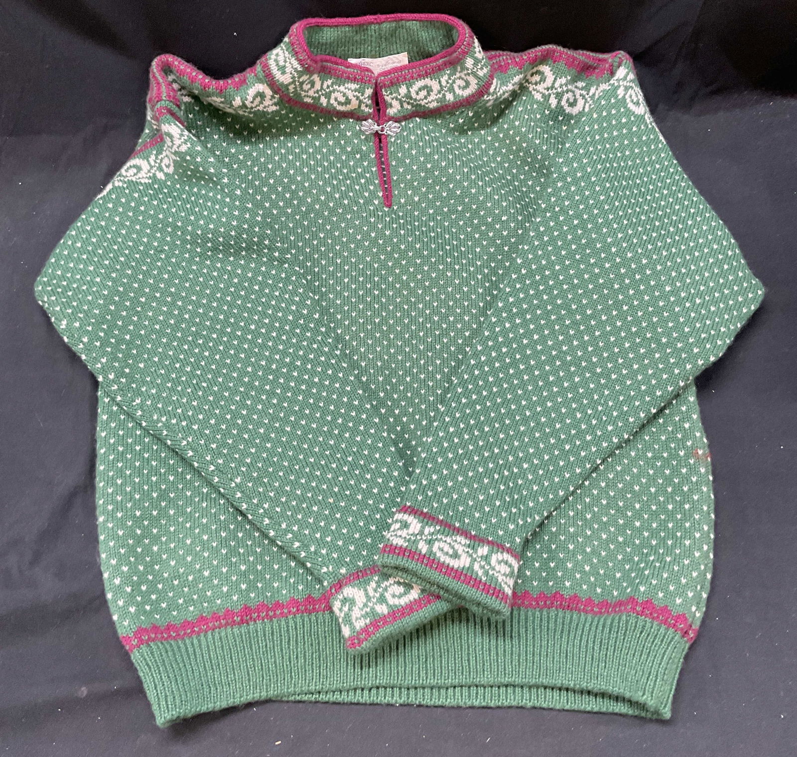 Vtg Nordic Nomad Hand Loomed Wool Green Sweater US (1 of 10)