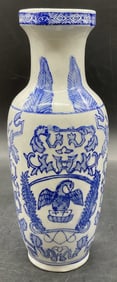 Vintage Blue & White Asian Porcelain Vase