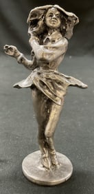Vtg Hand Made Pewter Woman Standing Figural 12-99
