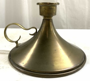 Antique Brass Chamber Candlestick w Handle