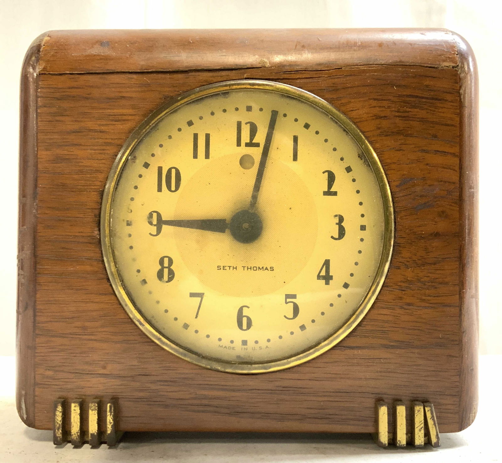 SETH THOMAS Vntg Wooden Alarm Clock USA (1 of 8)