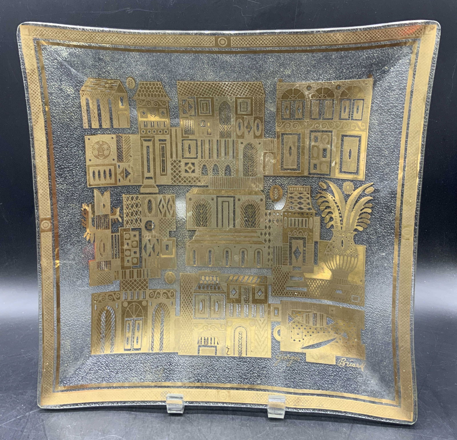 GEORGES BRIARD MCM Dsh W Gold Plt Ornate Village (1 of 6)