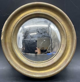 Vintage Round Gilt Wood Mirror