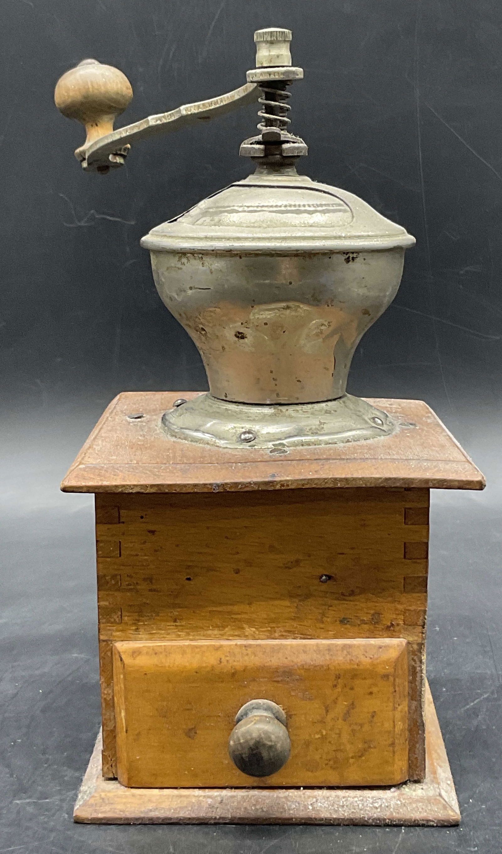 Vintage Wood & Metal Hand Crank Coffee Grinder (1 of 8)