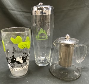 Lot 3 Assorted Glass Barware Bar Accessories