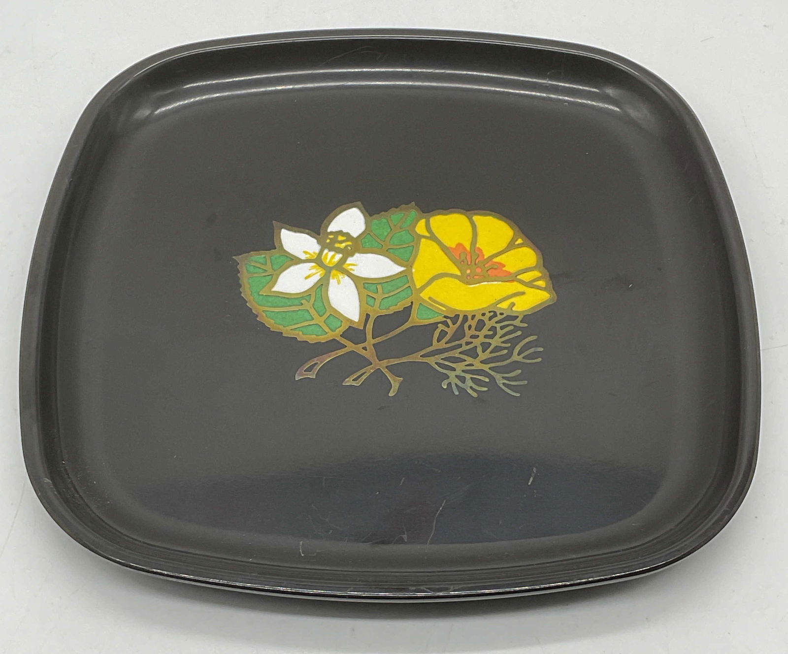 Vtg COUROC Western Airlines Black Floral Plate USA (1 of 6)