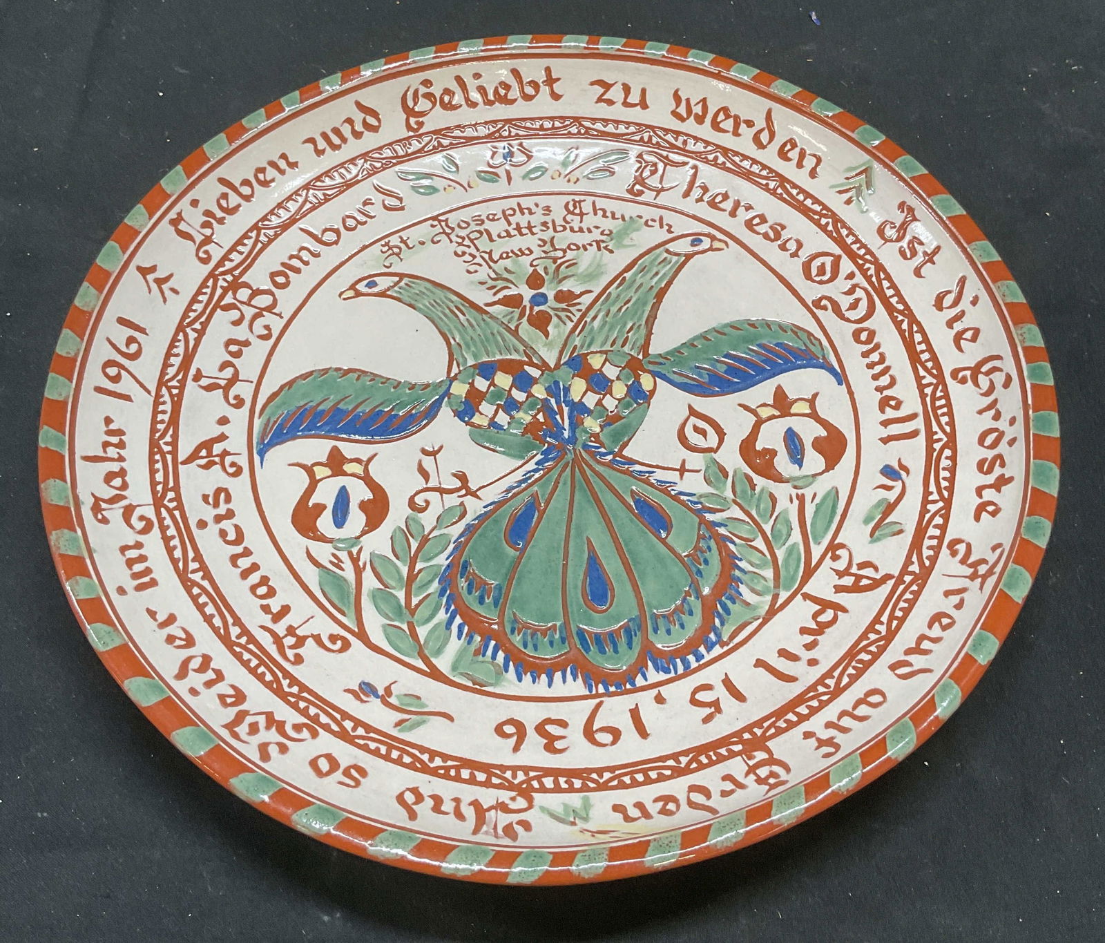 1961 Handmade Ceramic Bird Anniversary Plate USA (1 of 6)