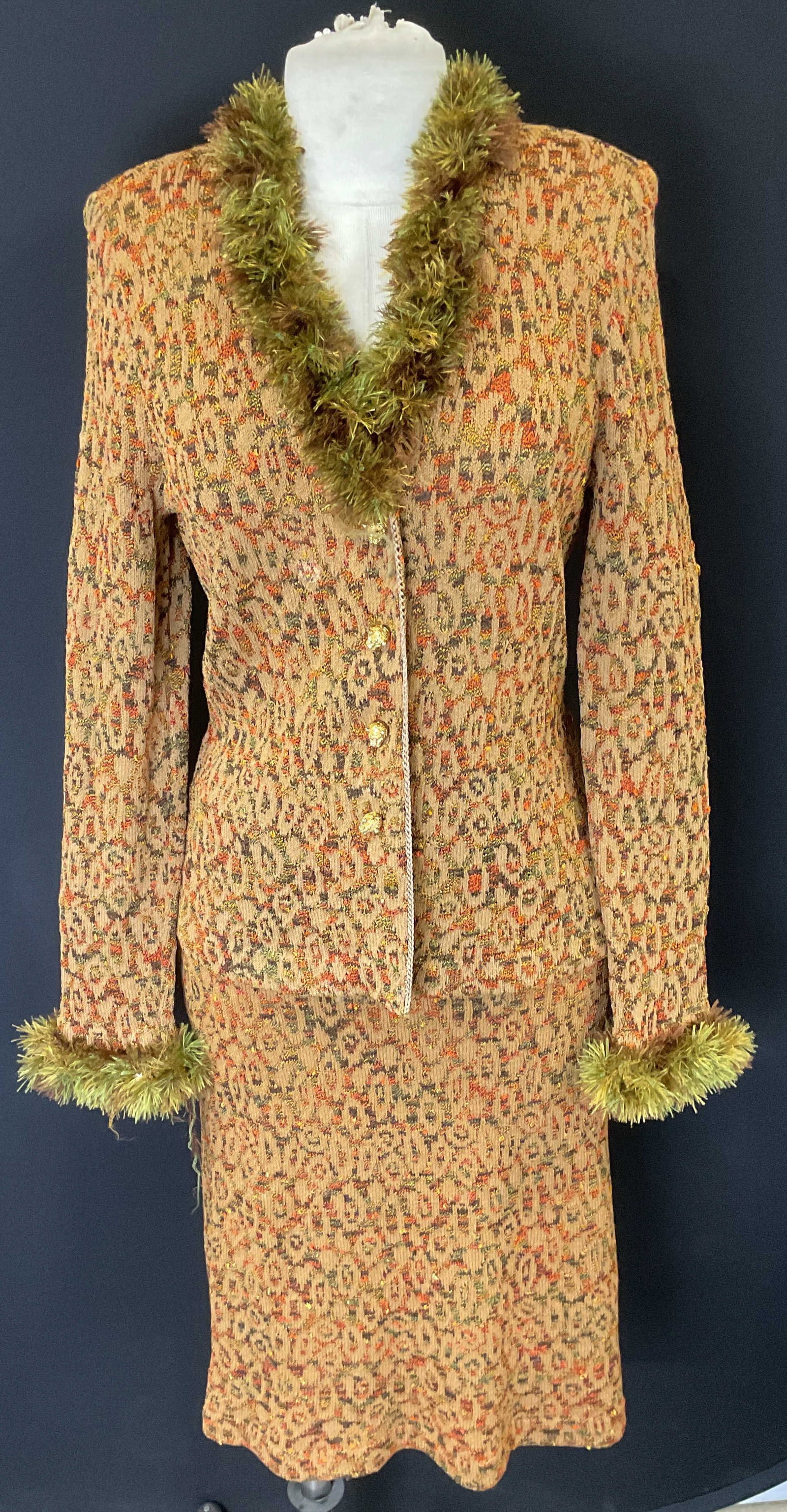 Vtg Steve Fabrikant Tan Wool Jacket & Skirt (1 of 8)
