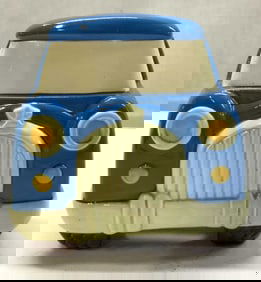 Vintage Blue Pickup Grill Ceramic Coin Bank