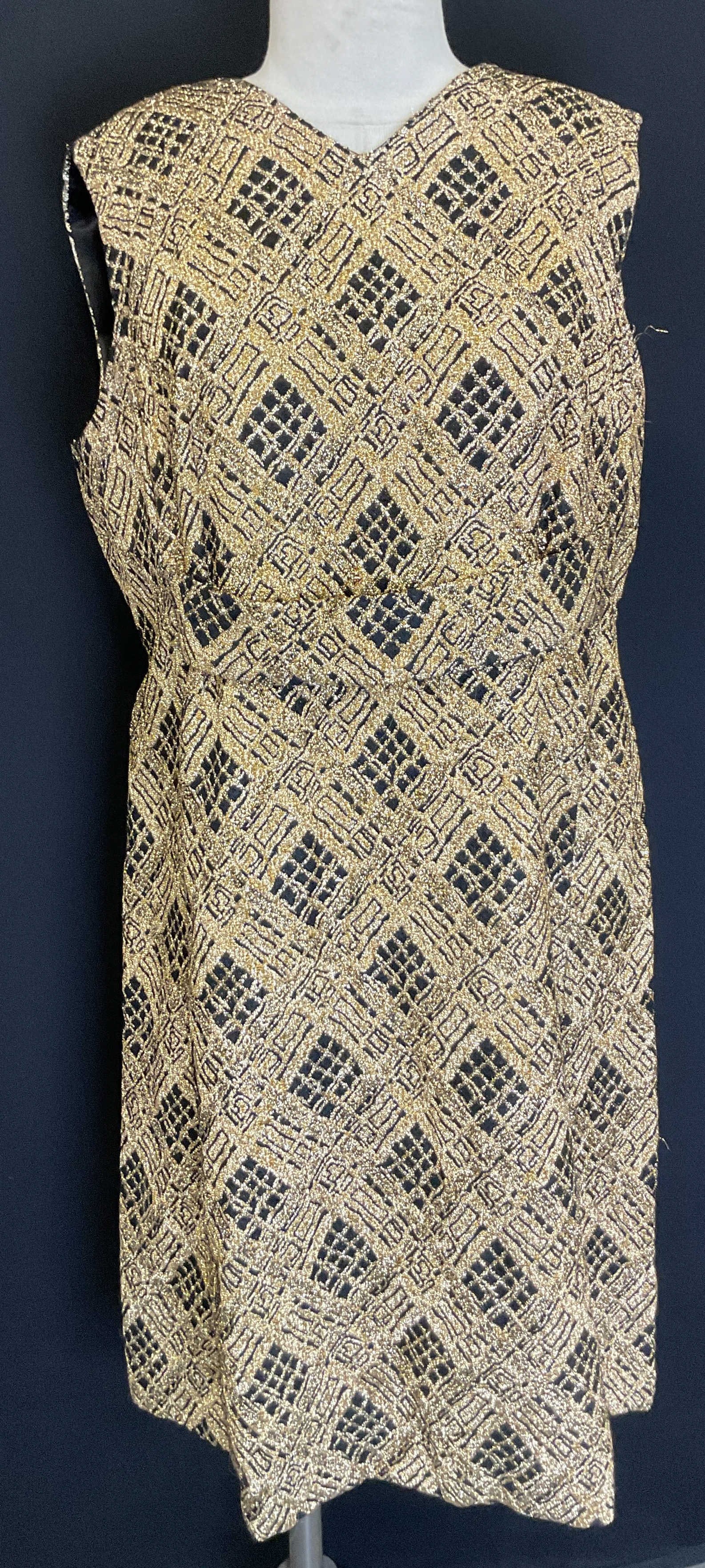 Vtg Gold and Black Sleeveless Dress Hong Kong (1 of 9)