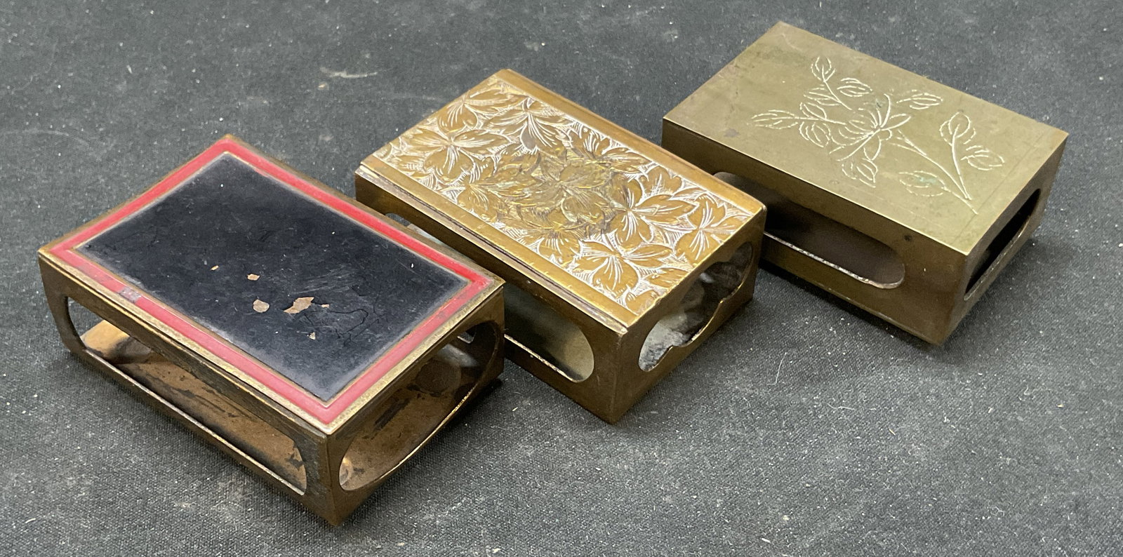 Lot3 Atq Brass Match Box Holders Germany+ (1 of 7)