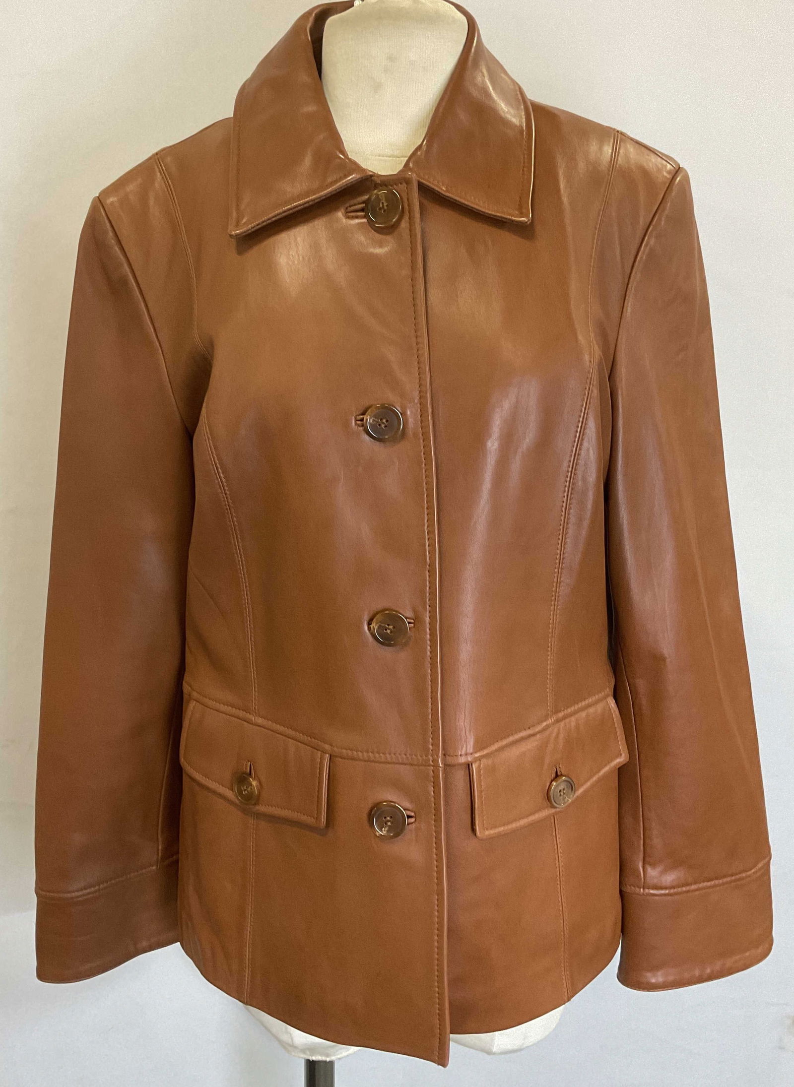 Company Ellen Tracy Tan Leather Jacket (1 of 6)