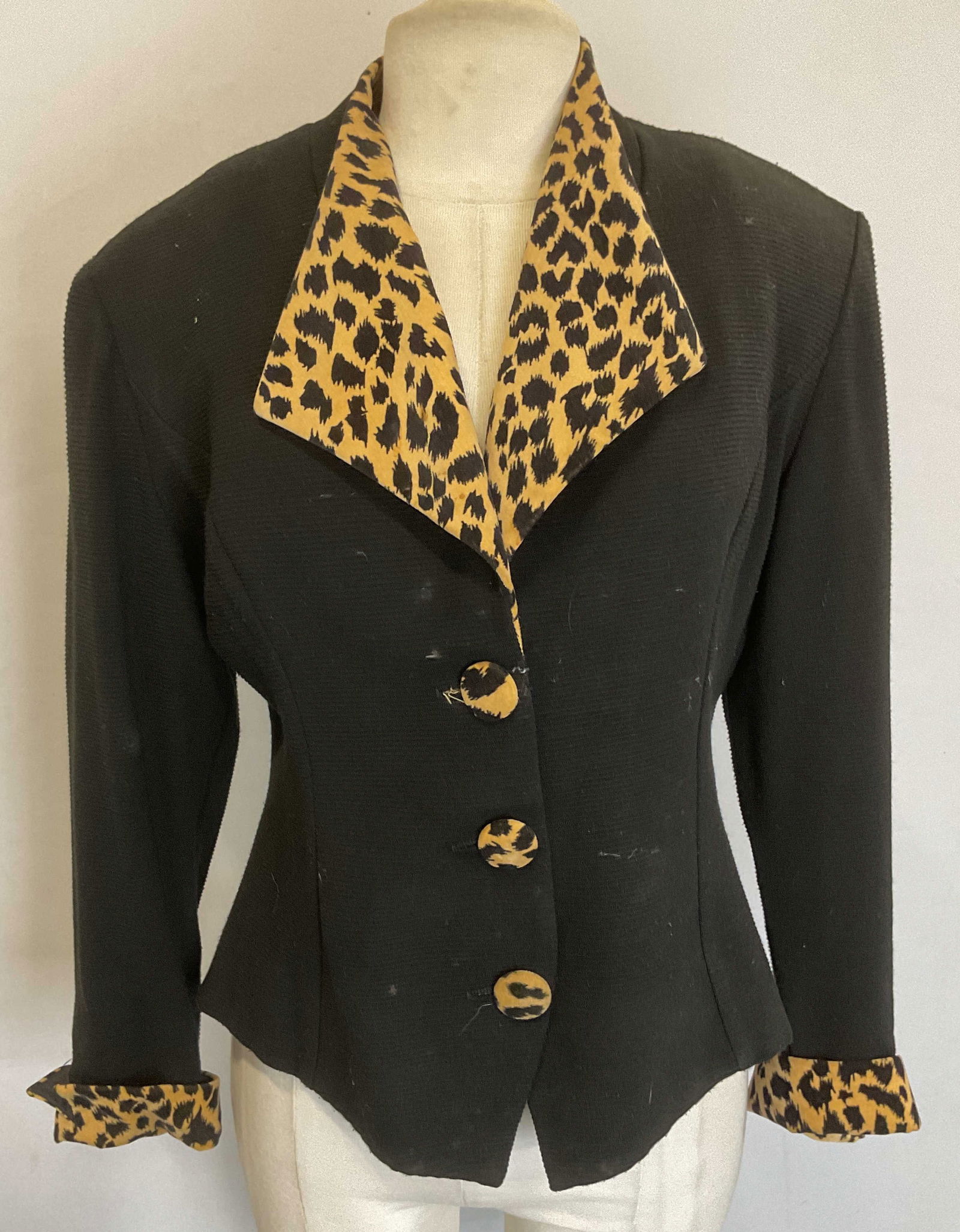 Vtg Jessica Howard Black Leopard Print Jacket USA (1 of 6)