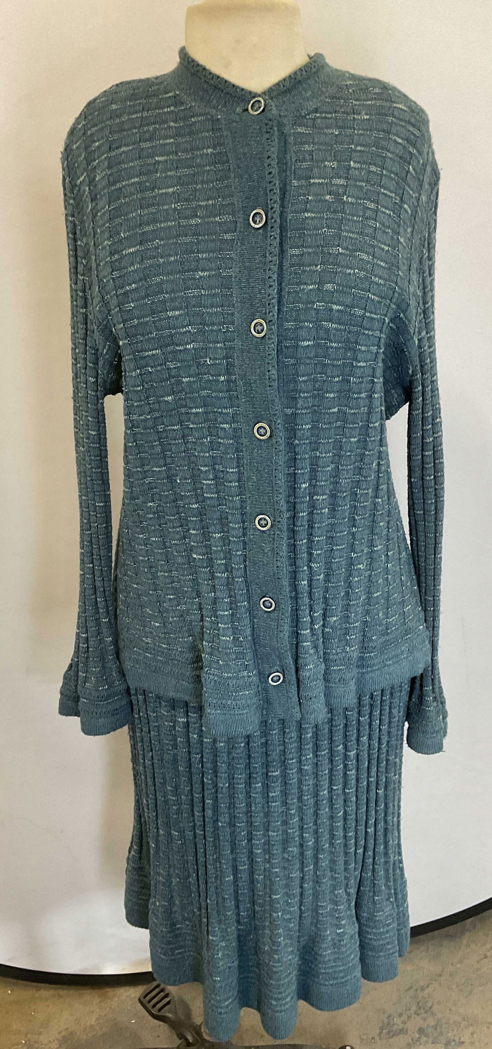Lot 2 Vintage Venice Knit Blue Cardigan & Skirt (1 of 6)