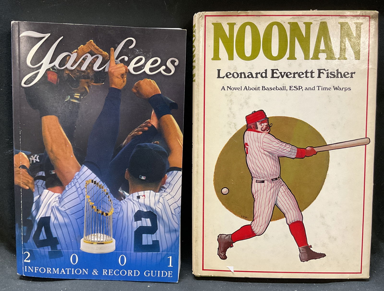 2 Baseball Record Guide & Book 1st Ed+ 1978+: Yankees 2001 Information & Record Guide. Noonan Leonard Everett Fisher A Novel about Baseball, ESP, and Time Warps. Lot includes - 2001 New York Yankees: information and record guide by the official Y