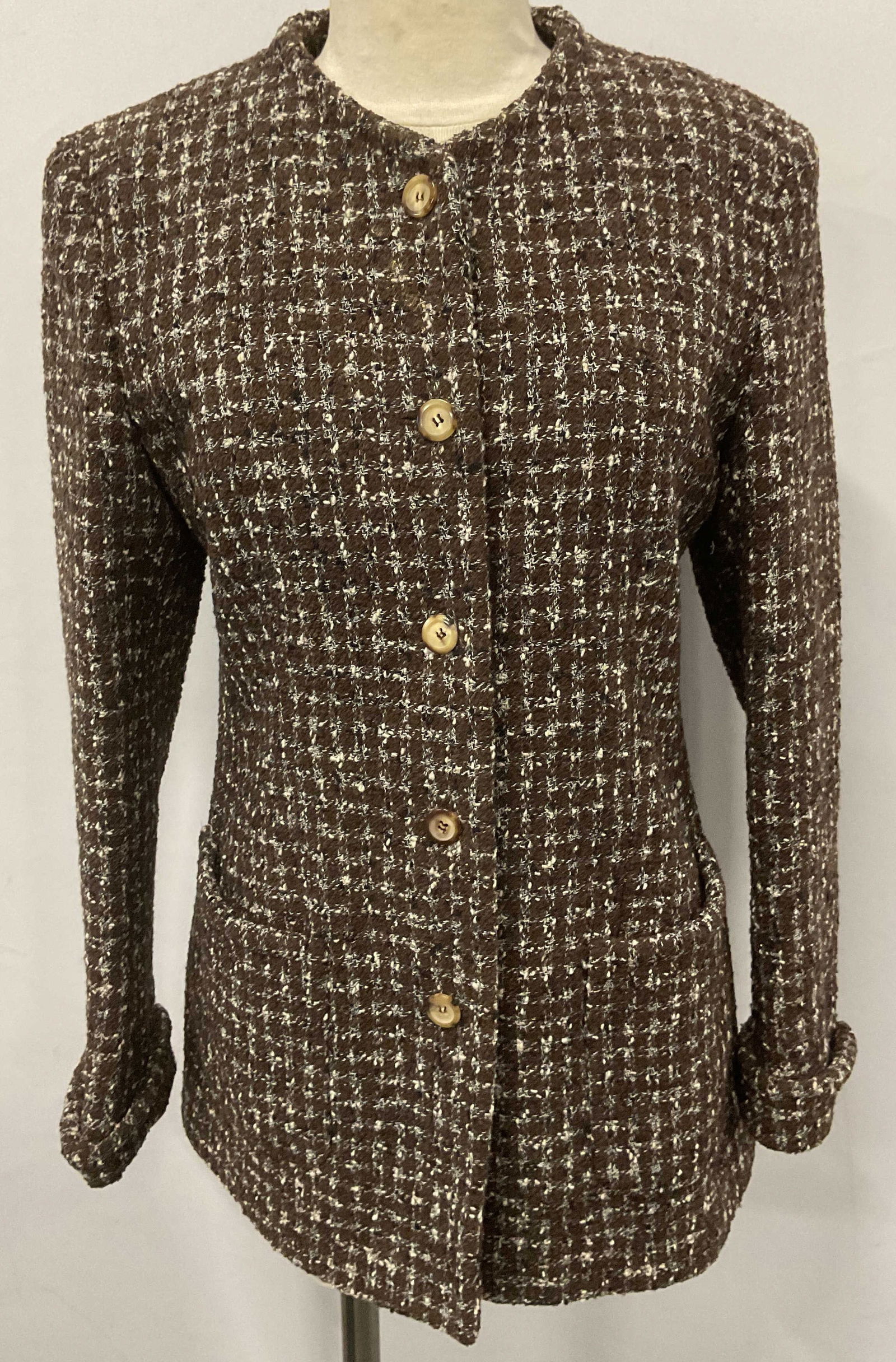 Vtg Joan & David Brown Tweed Wool Jacket, Italy (1 of 6)