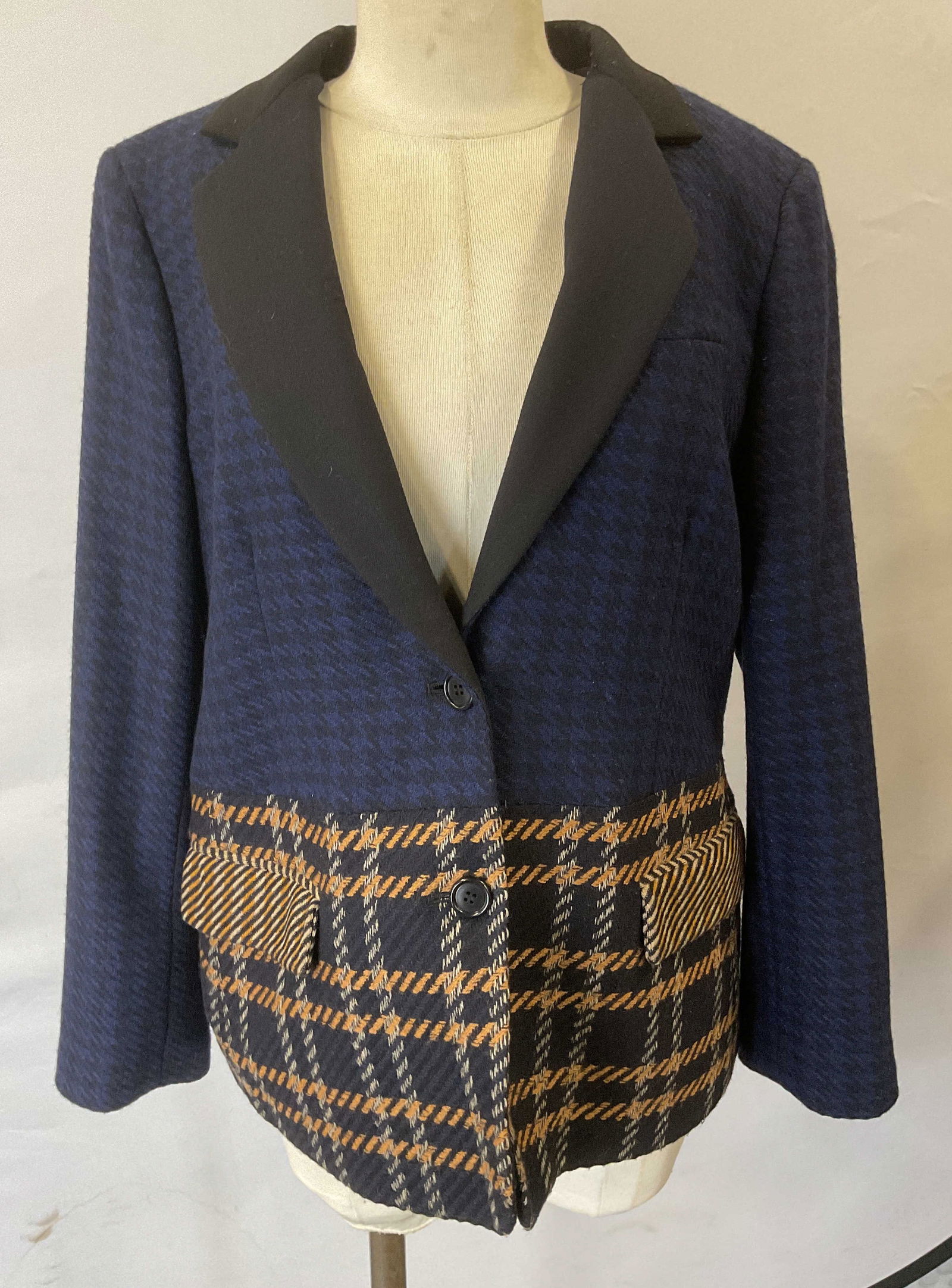 DKNY Blue Houndstooth Wool Jacket (1 of 6)