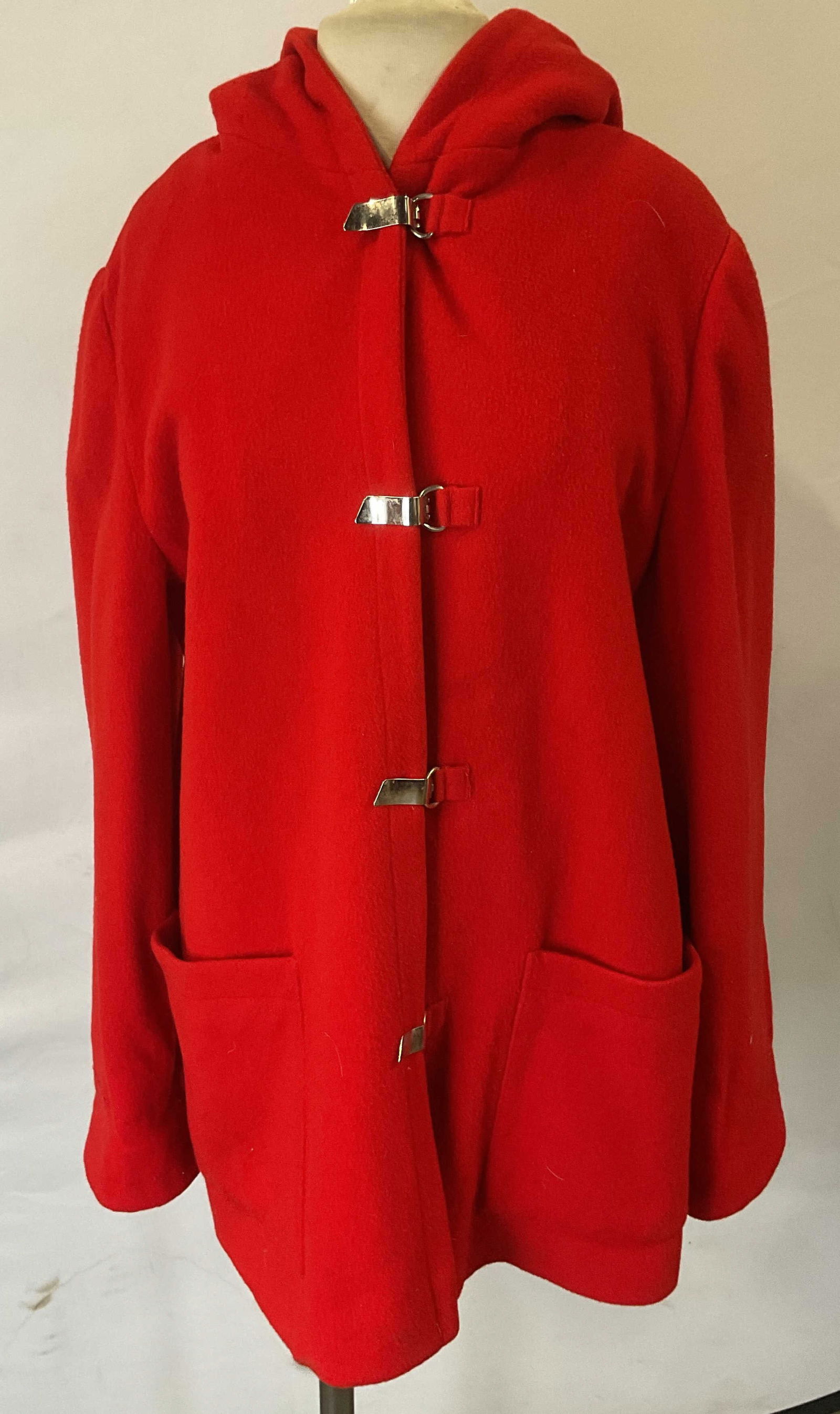 Vintage Red Wool Hooded Coat (1 of 6)
