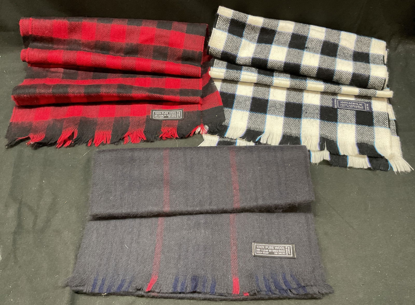 Lt3 Wool Acrylic Plaid Fringed Scarves Japan&Korea (1 of 7)