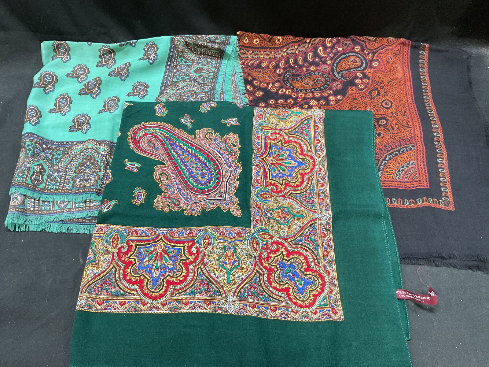 Lot 3 Cotton Wool Patterned Scarves Switzerland+ (1 of 8)