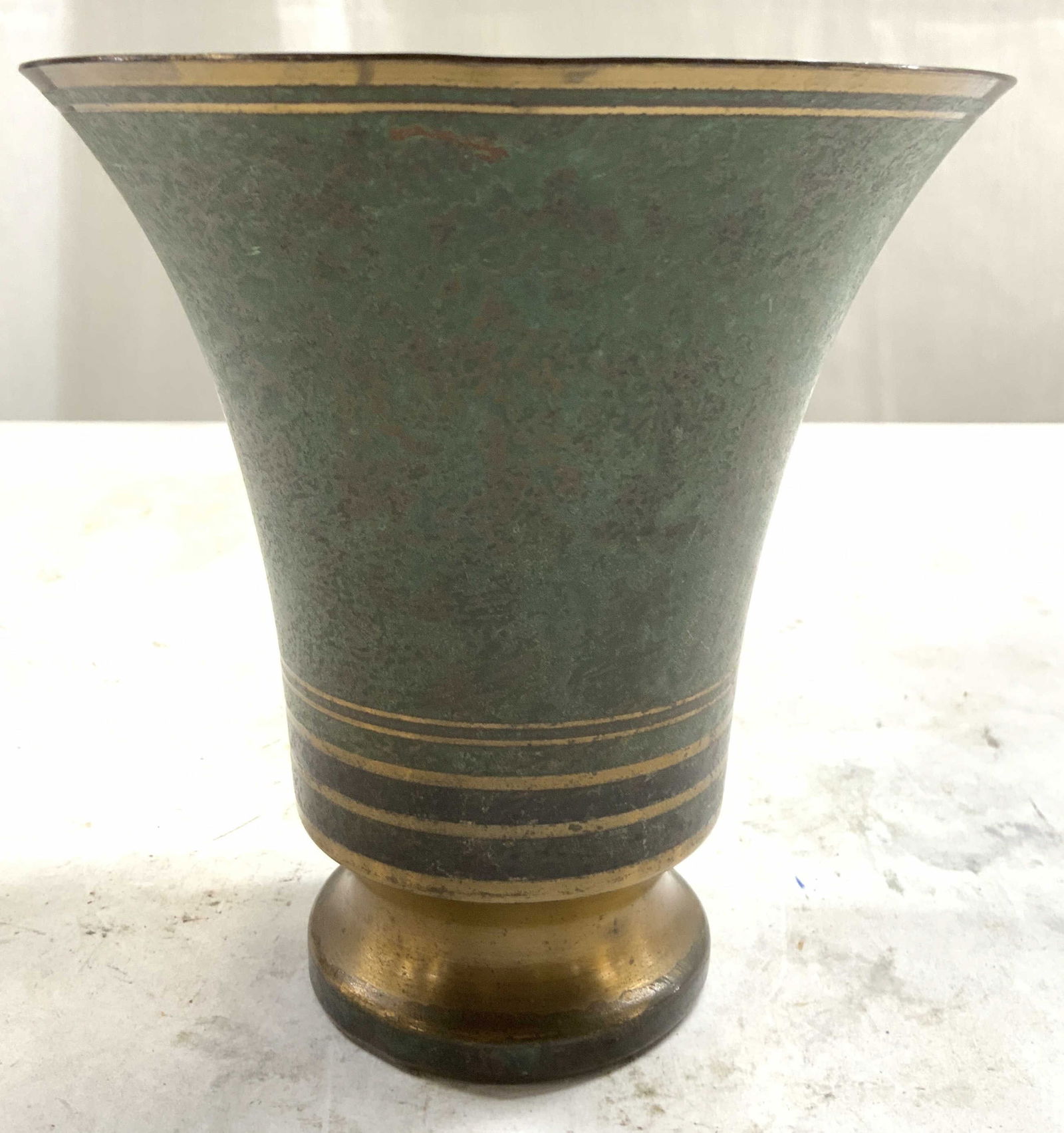 CARL SORENSON Bronze Vtg Art Deco Trumpet Vase (1 of 6)