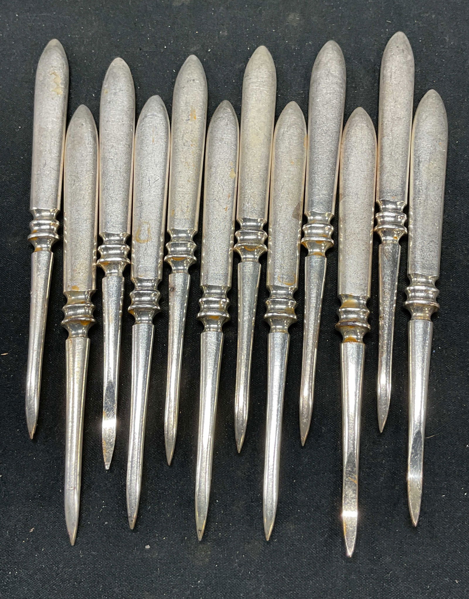 Set 12 Vtg MCM Silver Plated Nut Picks (1 of 6)