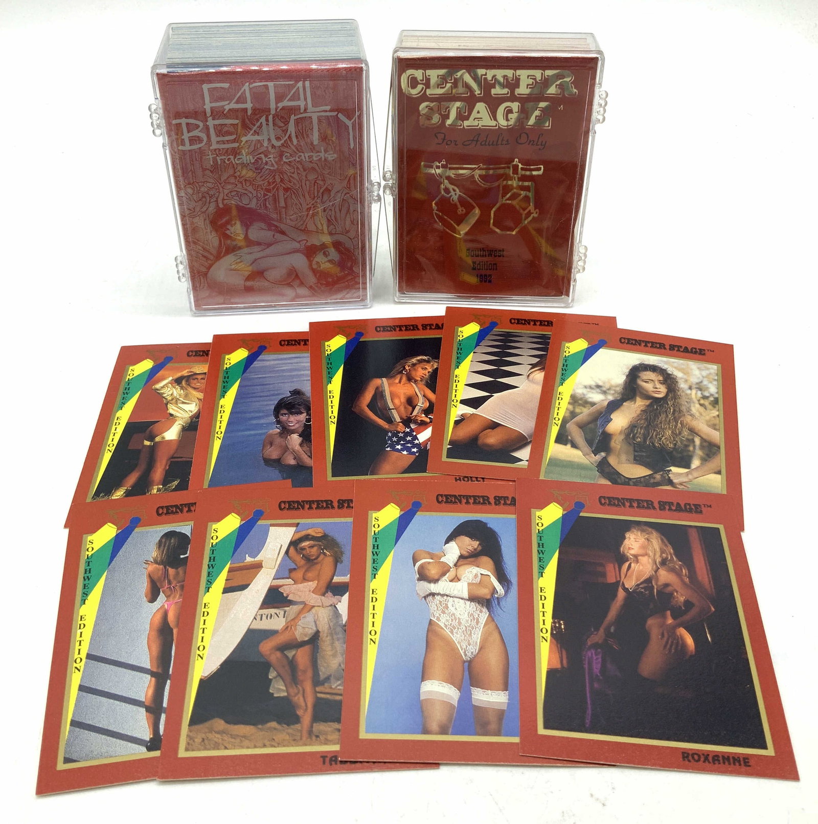 40+ Center Stage & Fatal Beauty Adult Trading Crds: 40+ Center Stage & Fatal Beauty Adult Trading Crds Lot includes 40+ collectible trading cards from 1992 Center Stage & 1996 Fatal Beauty. Cards feature images of adult women in nude poses or wearing p