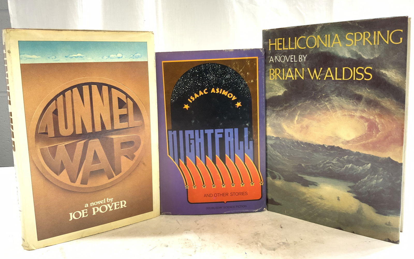 3 Vtg 1stEd Fic Bks, Poyer 79 Asimov 69 Aldiss 82 (1 of 9)