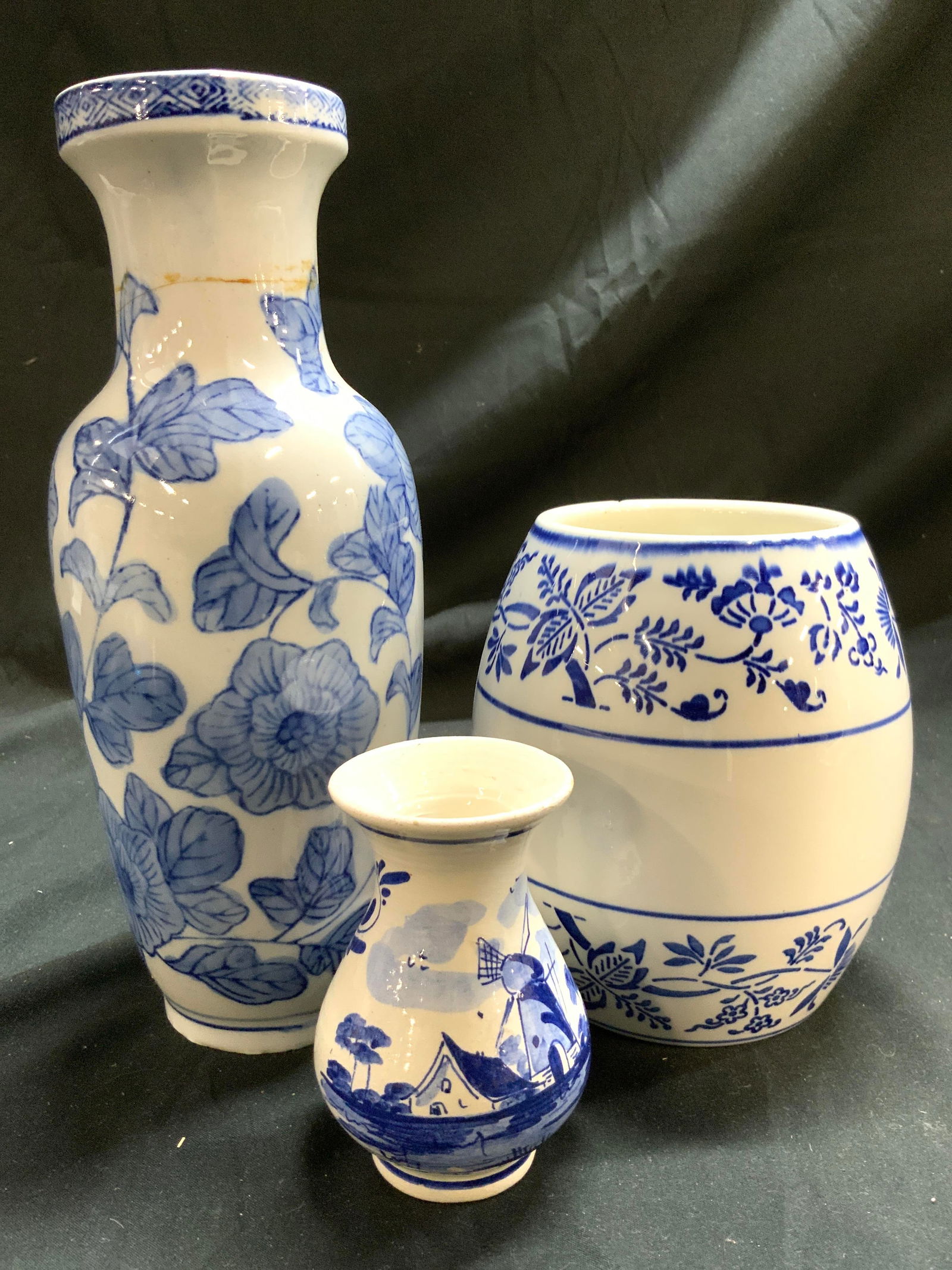 3 Vntg Porc Vases Delft Holland, Germany & More (1 of 9)