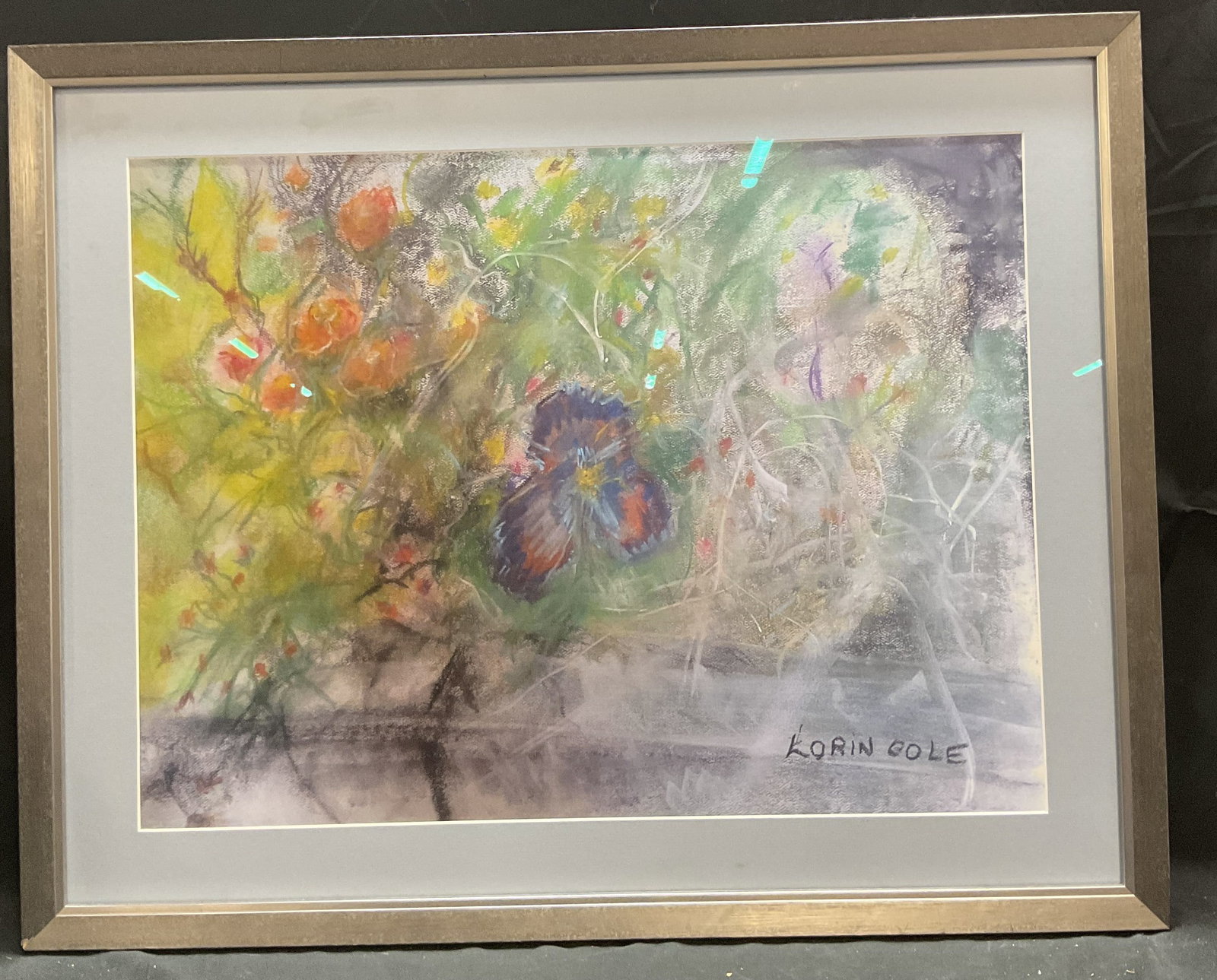 Framed Lorin Cole Abstract Flower Lithograph (1 of 6)