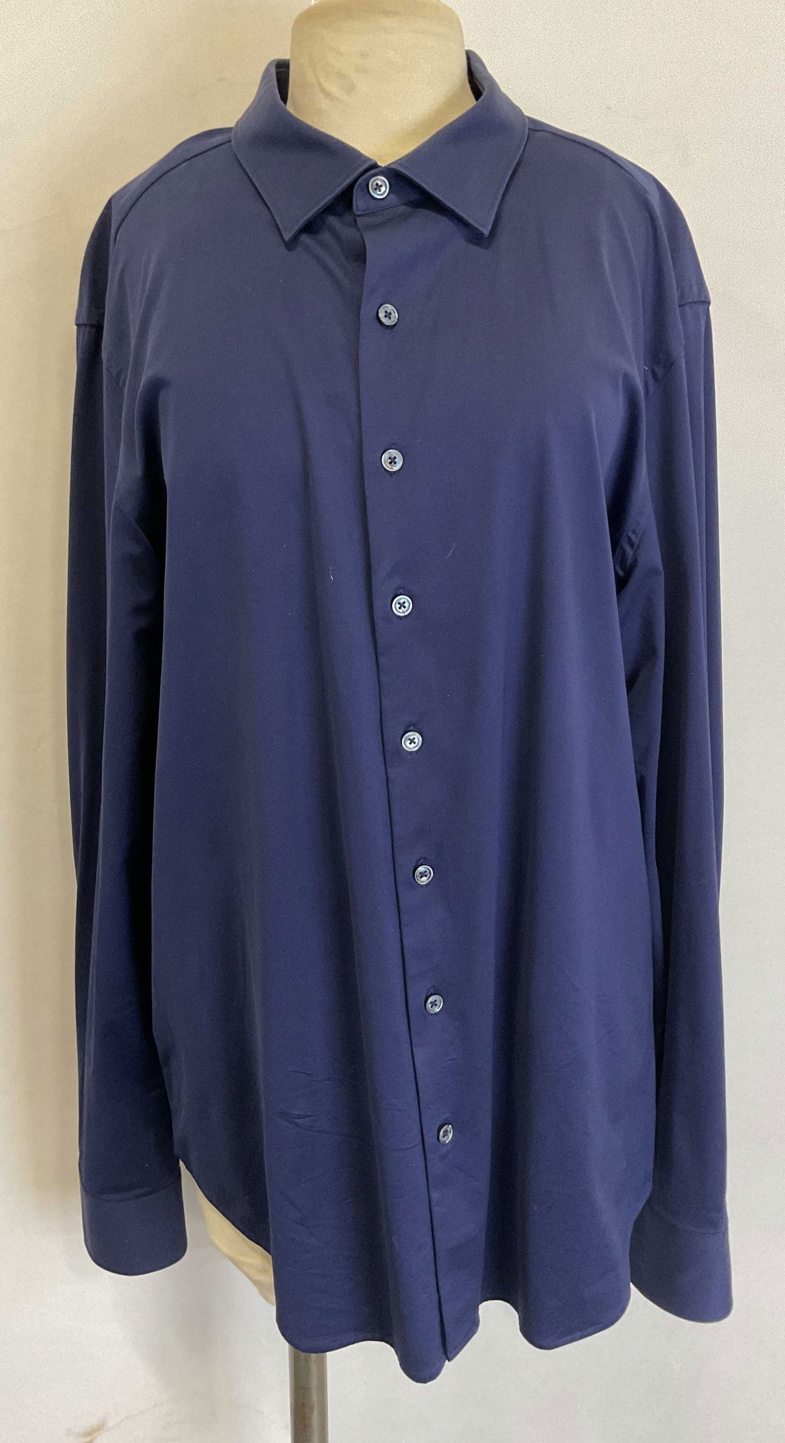 Vtg Bugatchi Blue Cotton Button Dress Shirt (1 of 8)
