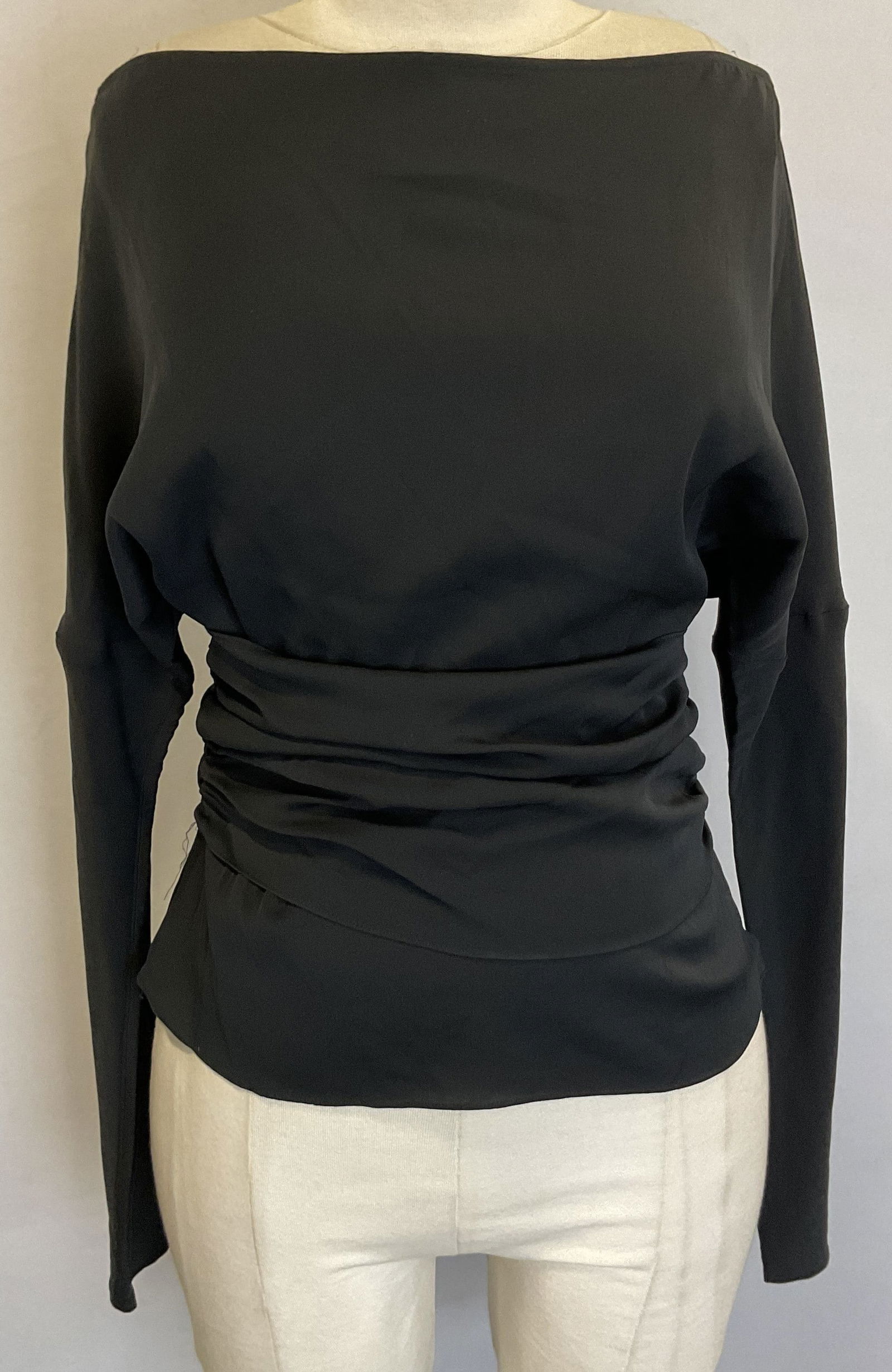 Vtg Philippe Adec Black Silk Long Sleeve Top (1 of 9)