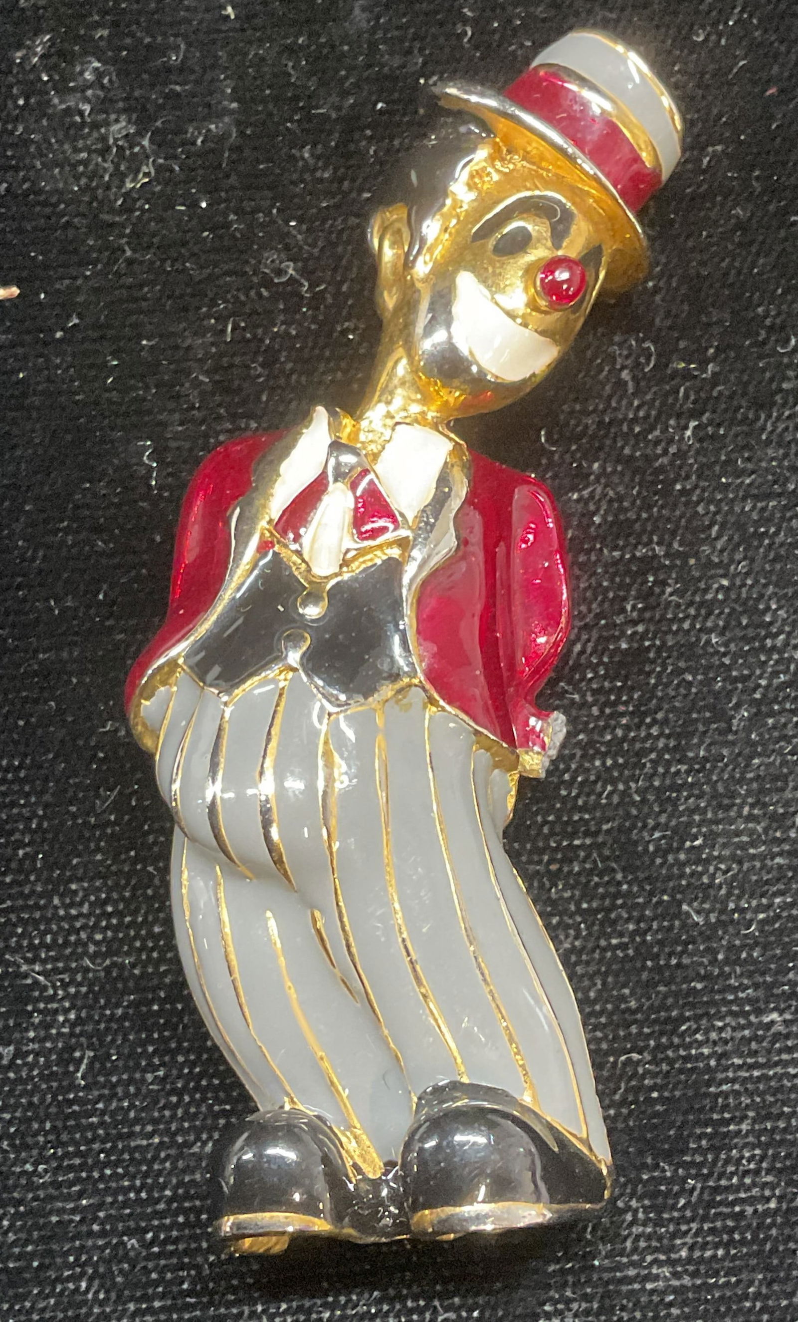 Vintage Gold Tone Enamel Clown Figure Brooch (1 of 6)