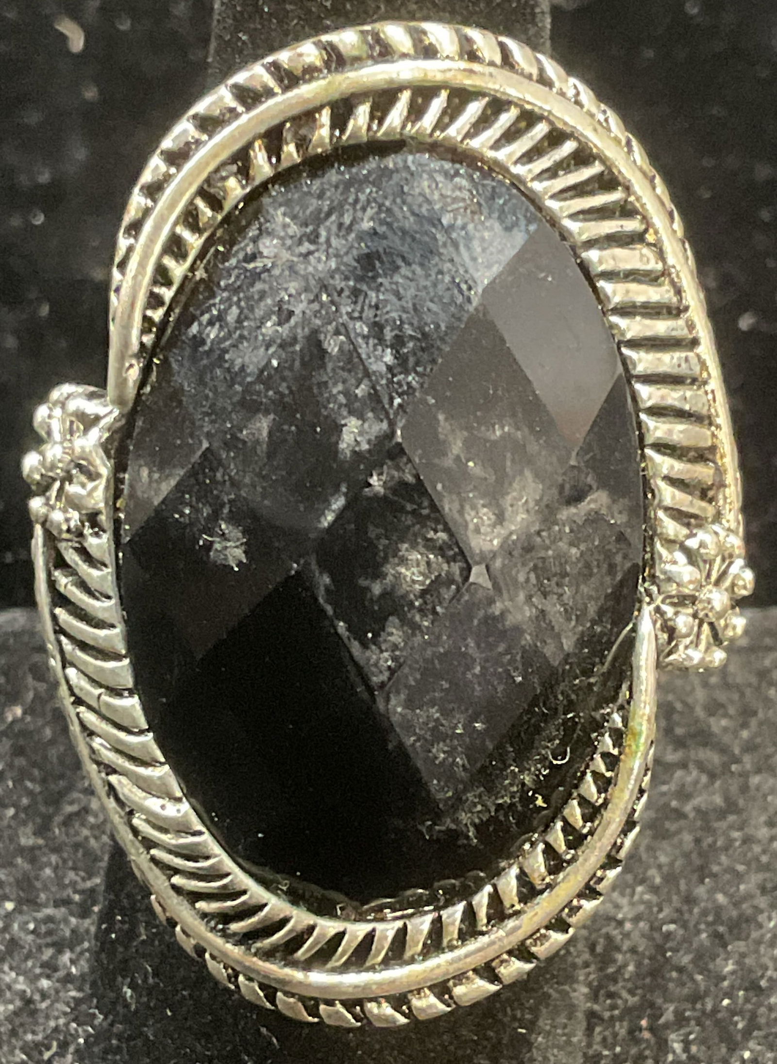 Silver Tone Crystal Statement Cocktail Ring (1 of 6)