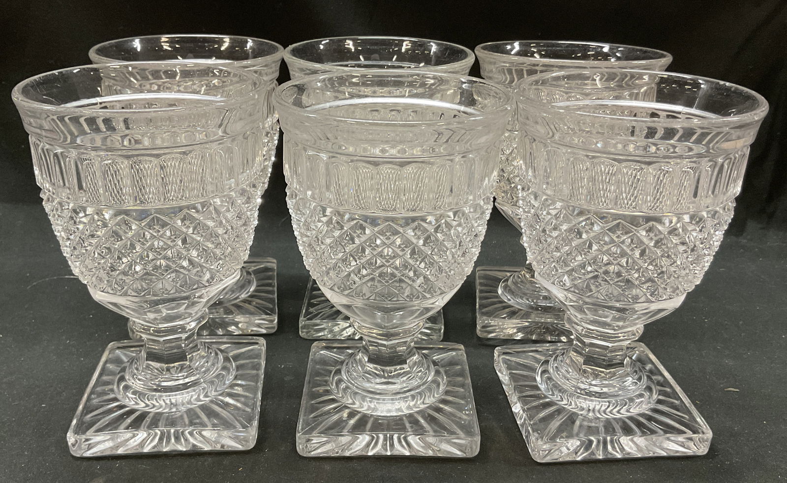 Set 6 Vtg Anchor Hocking Depression Glass Goblets (1 of 6)