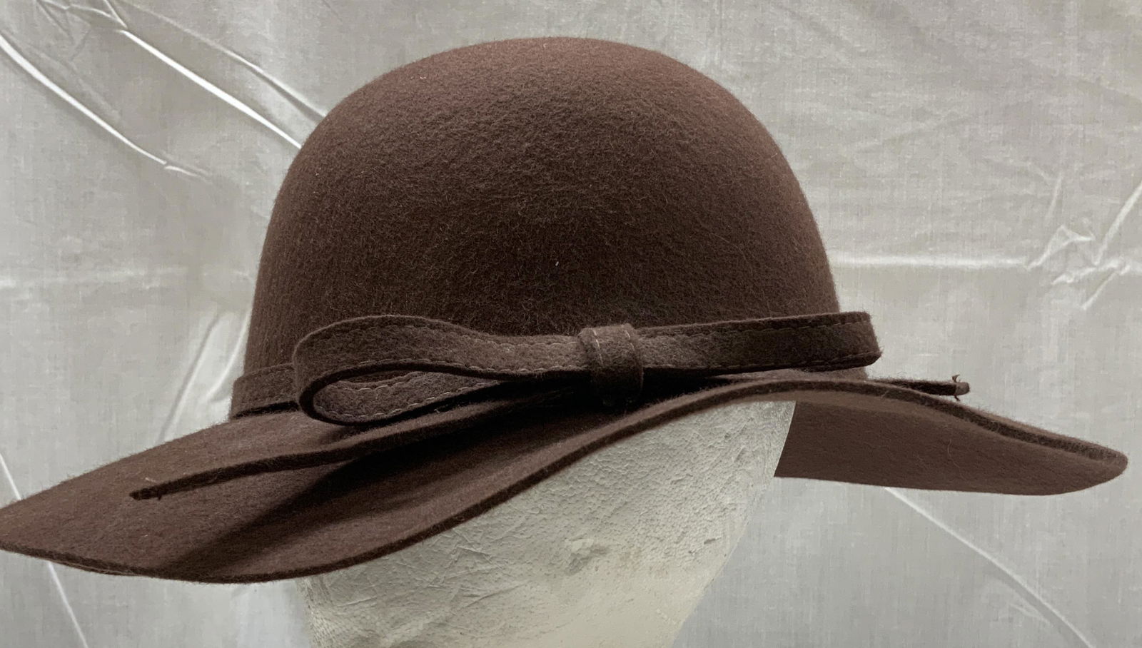 Brown Wool Wide Brim Floppy Hat W Bow Band (1 of 6)