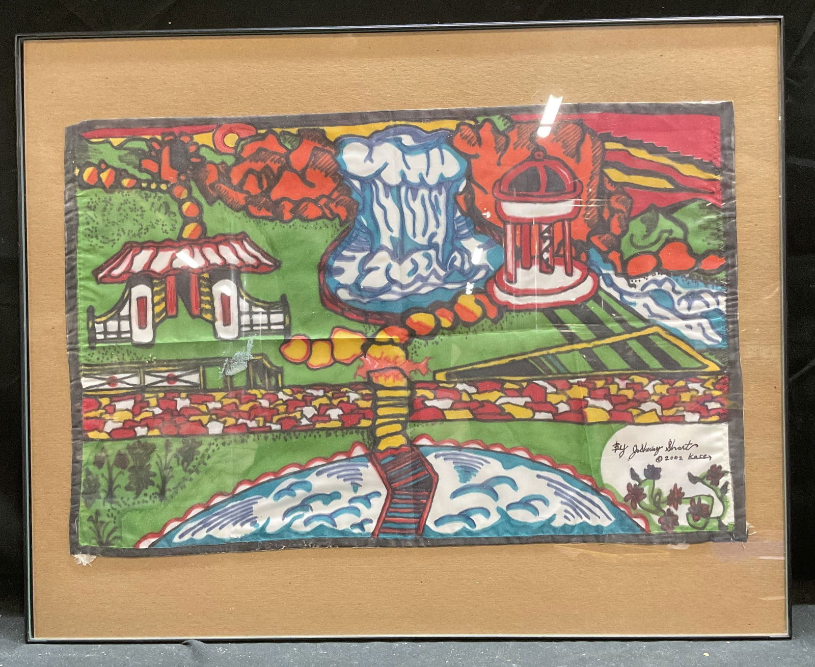 Signed Joshway Short Landscape Textile Art 2002 (1 of 6)