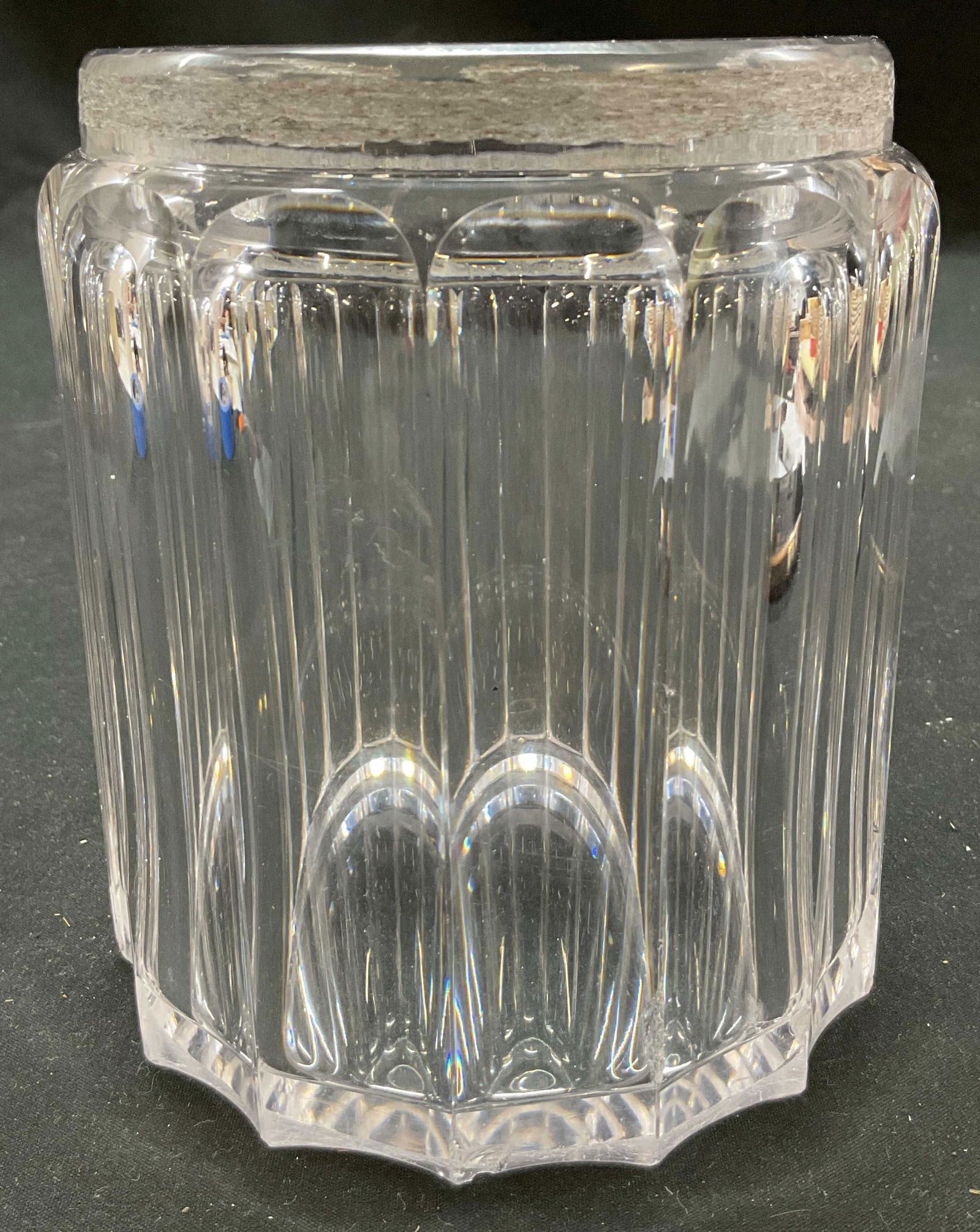 Vintage Clear Glass Ribbed Vanity Jar Vase (1 of 6)